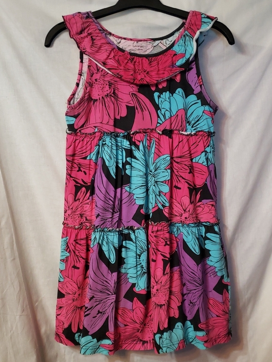 George Other - Girls' Floral Tiered Dress - Pink, Blue & Purple
